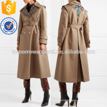 Appliqued Cotton-blend Gabardine Trench Coat Manufacture Wholesale Fashion Women Apparel (TA3019C)